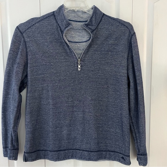 Tommy Bahama Pullover Mens Blue Quarter Zip Reversible. See measurements! - Picture 1 of 5